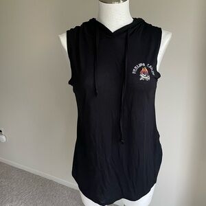 (M) Modern Lux Black Sleeveless Muscle Hoodie Feeling Campy